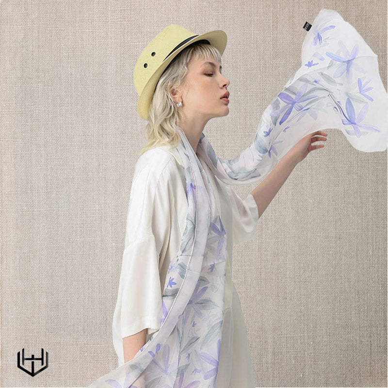 Echarpe en soie femme Harry Wesson 50 cm x 170 cm